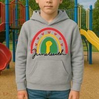 Juneteenth Rainbow Heart Fist Kids Hoodie thumb 2