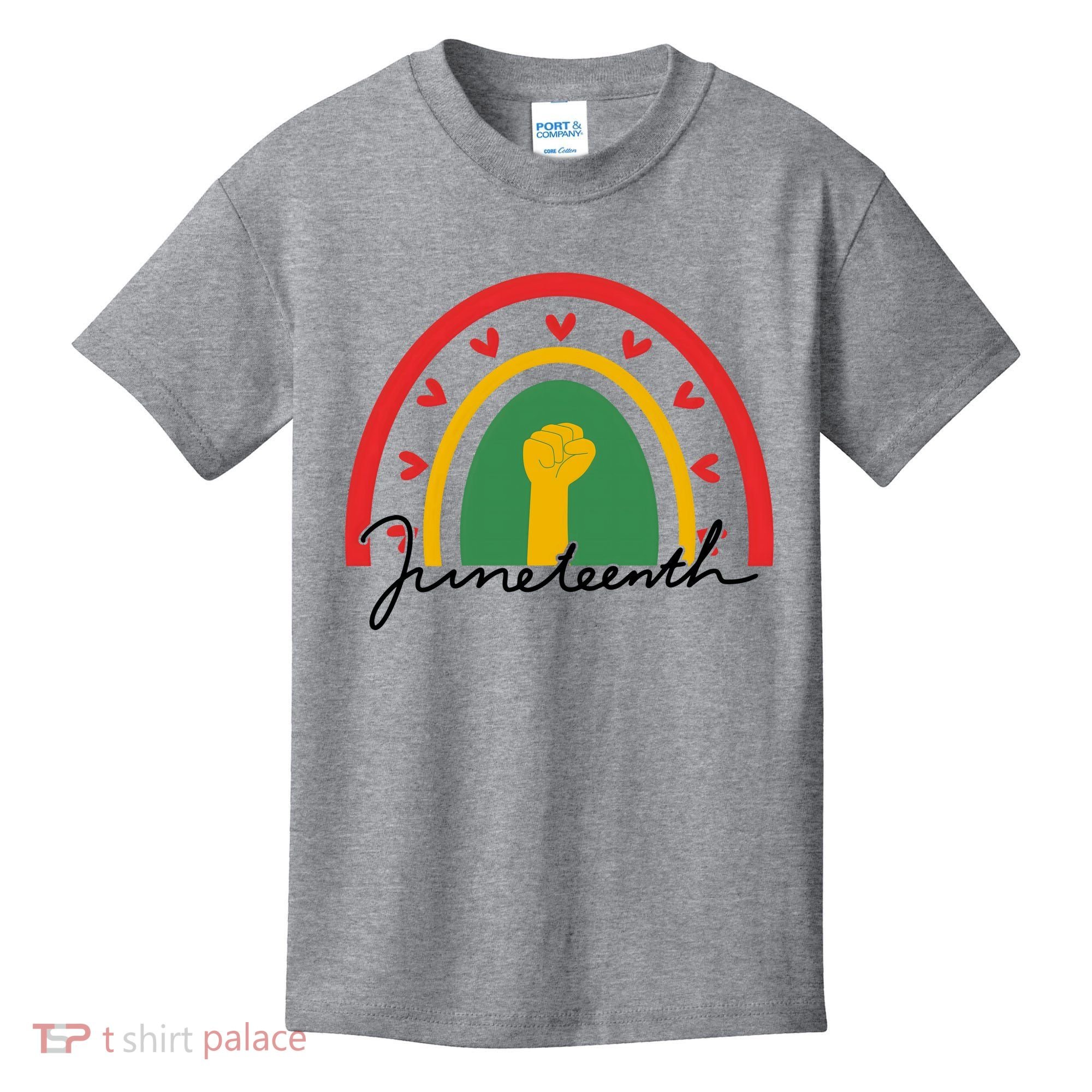 Juneteenth Rainbow Heart Fist Kids T-Shirt