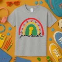 Juneteenth Rainbow Heart Fist Kids T-Shirt thumb 3