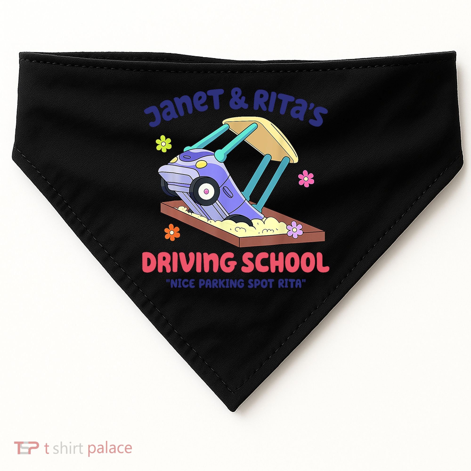 Janet & Rita Humorous Driving School Nice Parking Spot USA-Made Doggie Bandana