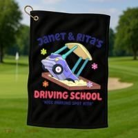 Janet & Rita Humorous Driving School Nice Parking Spot Golf Towel thumb 1