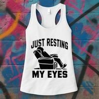 Just Resting My Eyes Dad Recliner Fathers Im Not Sleeping Women's Tank Top thumb 3