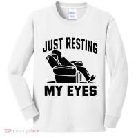 Just Resting My Eyes Dad Recliner Fathers Im Not Sleeping Kids Long Sleeve Shirt thumb 0