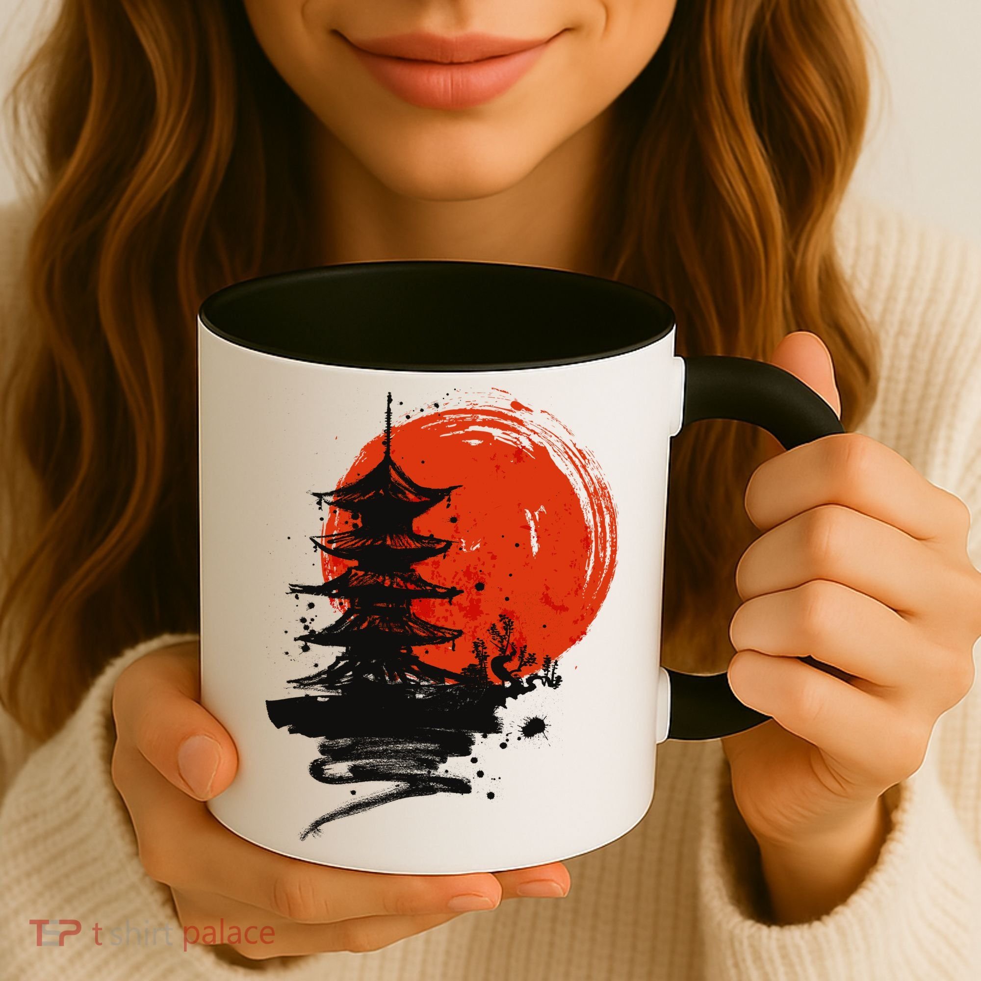 Japanese Red Moon Coffee Mug