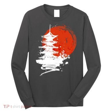 Japanese Red Moon Long Sleeve Shirt