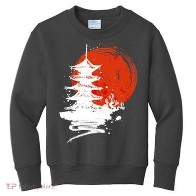 Japanese Red Moon Kids Sweatshirt