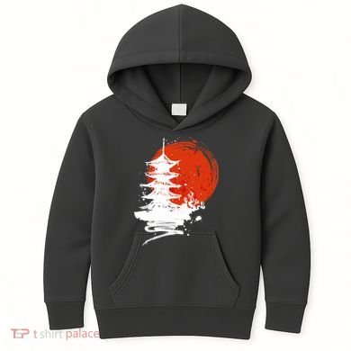Japanese Red Moon Kids Hoodie