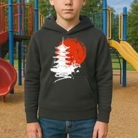 Japanese Red Moon Kids Hoodie thumb 2