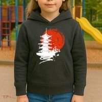 Japanese Red Moon Kids Hoodie thumb 3