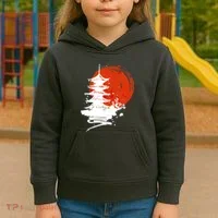 Japanese Red Moon Kids Hoodie thumb 3