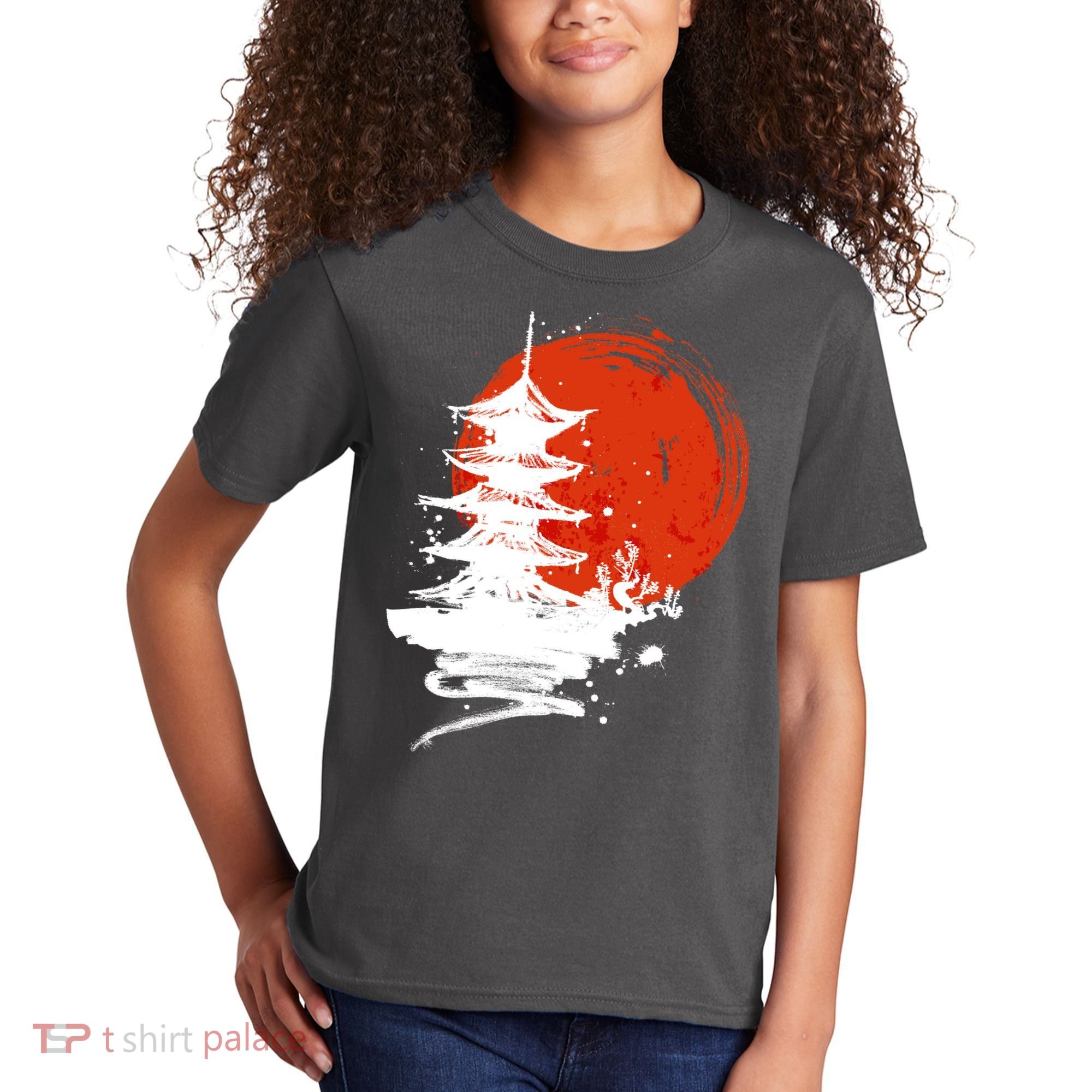 Japanese Red Moon Kids T-Shirt