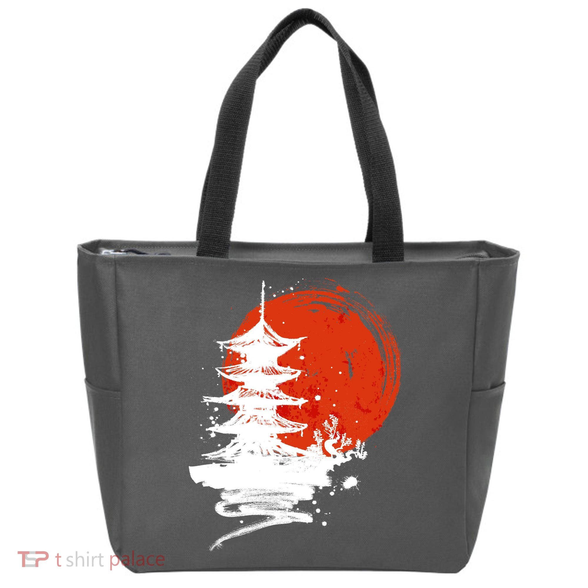 Japanese Red Moon Tote Bag