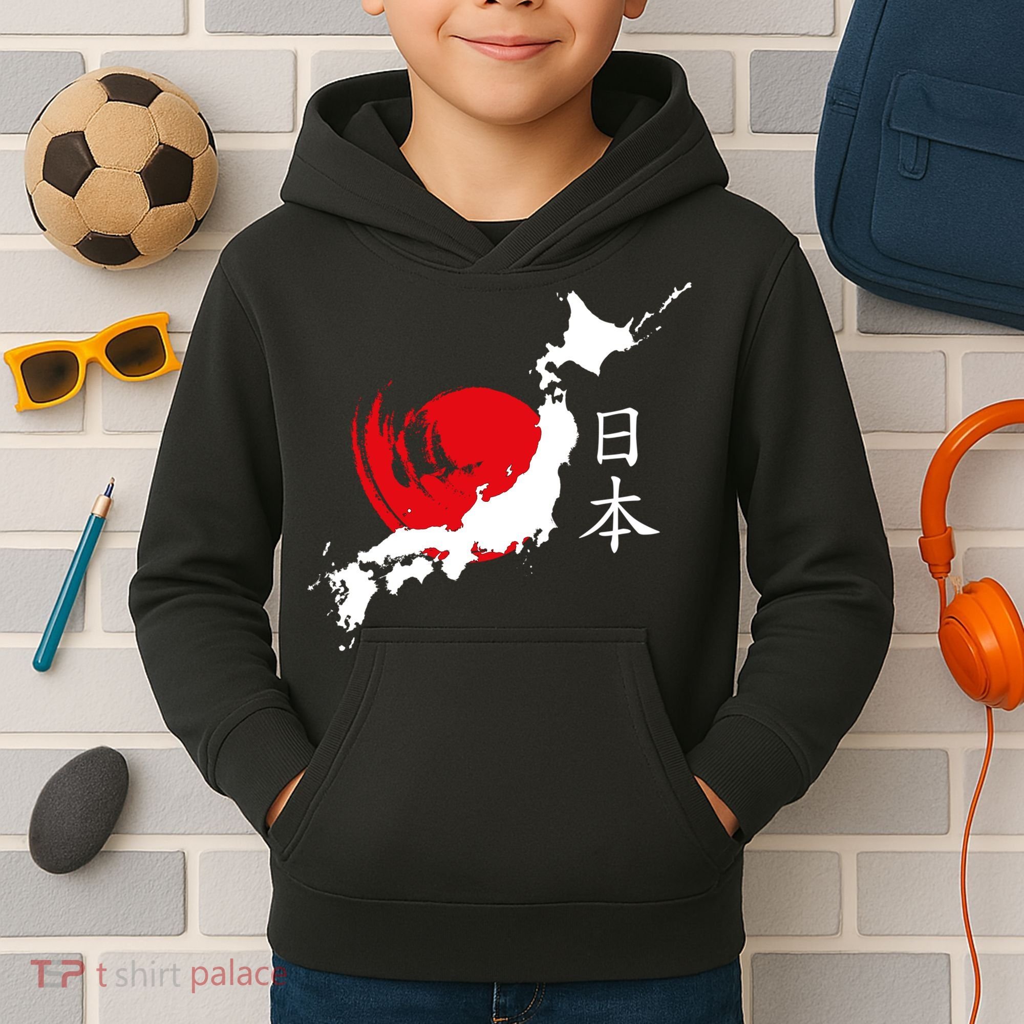 Japan Red Moon Kids Hoodie