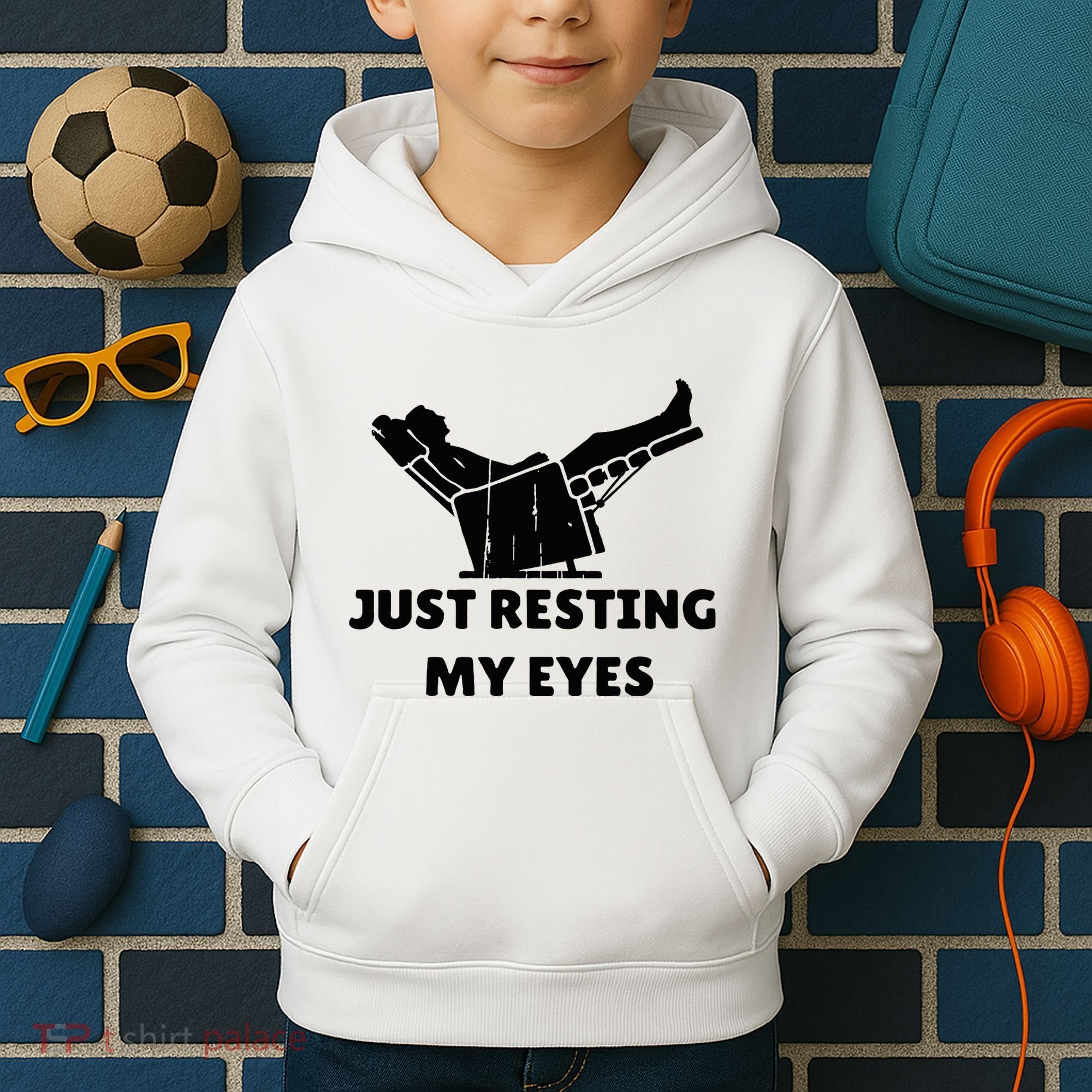 Just Resting My Eyes Funny Dad Recliner Kids Hoodie