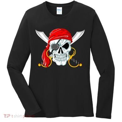 Jolly Roger Pirate Skull Women's Long Sleeve Shirt