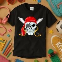 Jolly Roger Pirate Skull Kids T-Shirt thumb 3