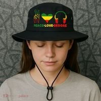 Jamaica Rastafarian Peace Love Reggae Music Rasta Bucket Hat thumb 3