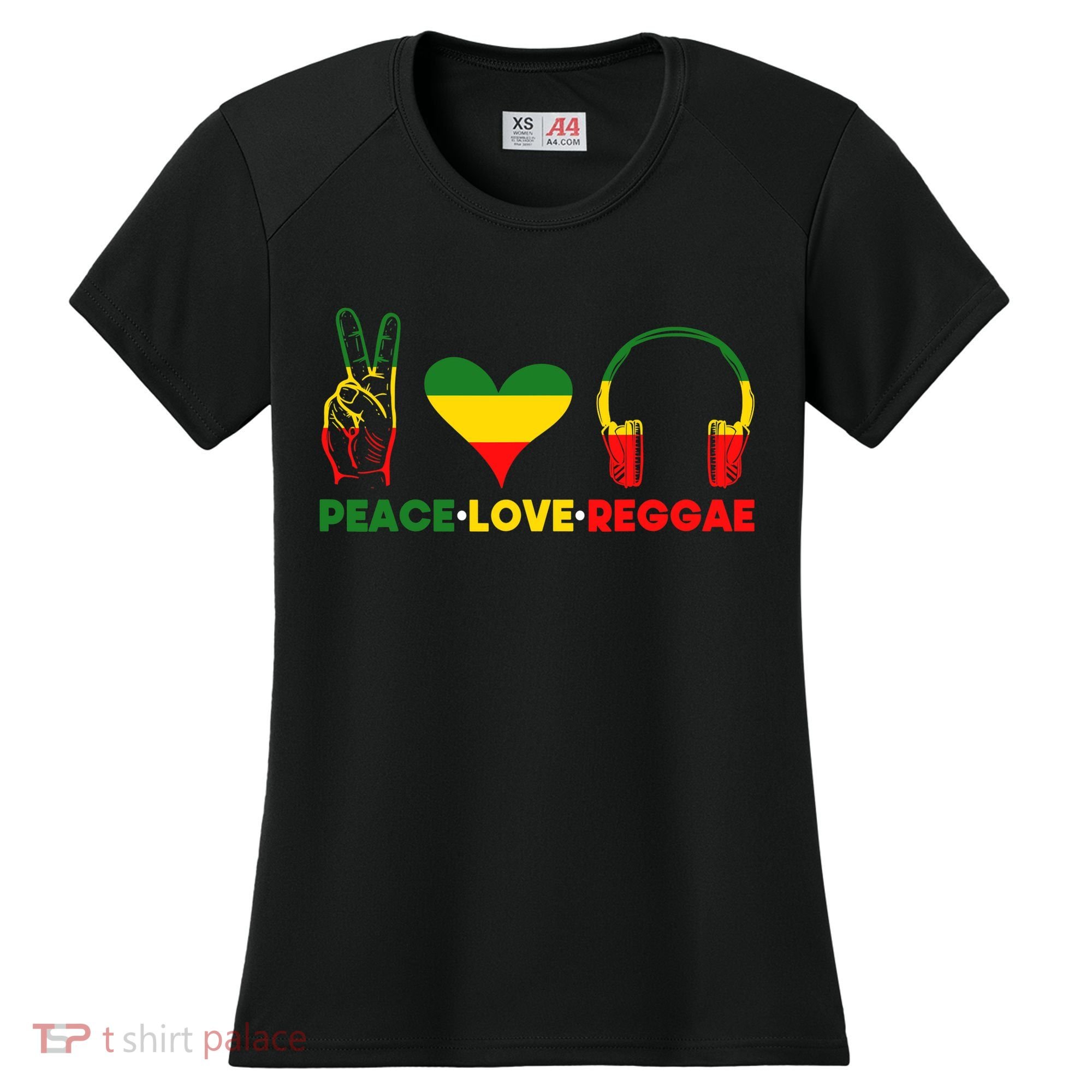 Jamaica Rastafarian Peace Love Reggae Music Rasta Women's Cooling Performance Crew T-Shirt