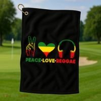 Jamaica Rastafarian Peace Love Reggae Music Rasta Golf Towel thumb 1