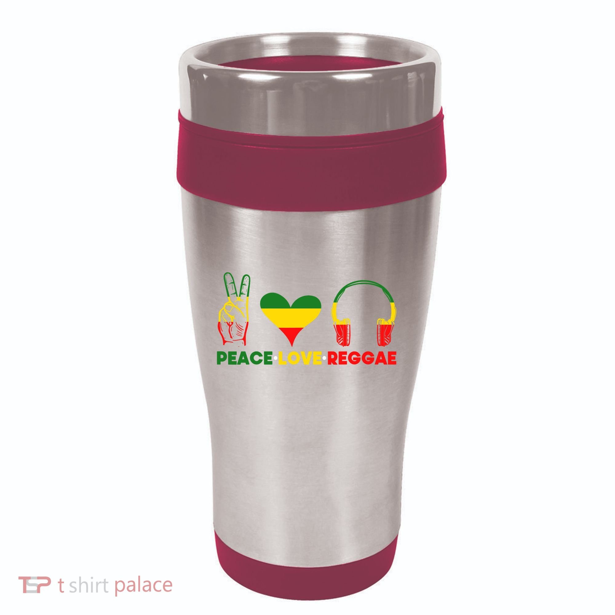 Jamaica Rastafarian Peace Love Reggae Music Rasta 16oz Travel Tumbler