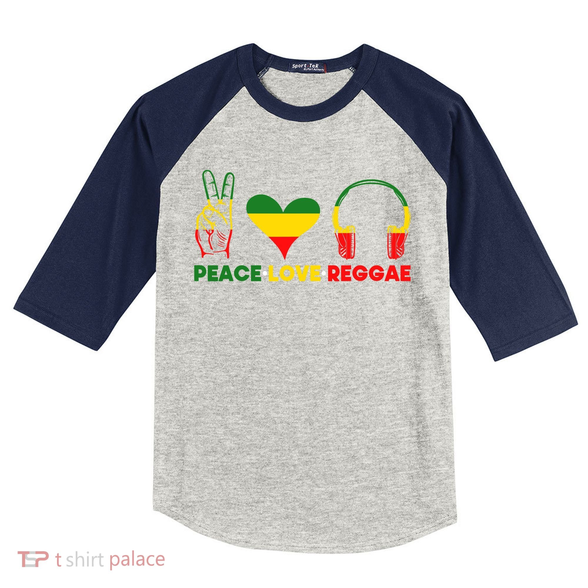 Jamaica Rastafarian Peace Love Reggae Music Rasta Kids Colorblock Raglan Jersey