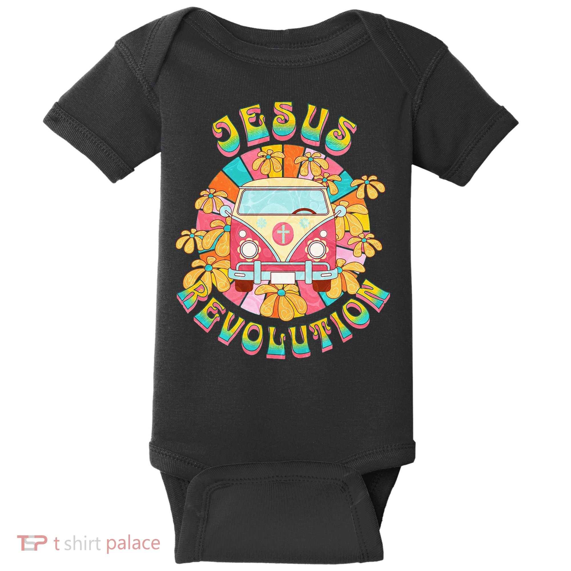 Jesus Revolution People Retro Van Bus Christian Faith Baby Bodysuit