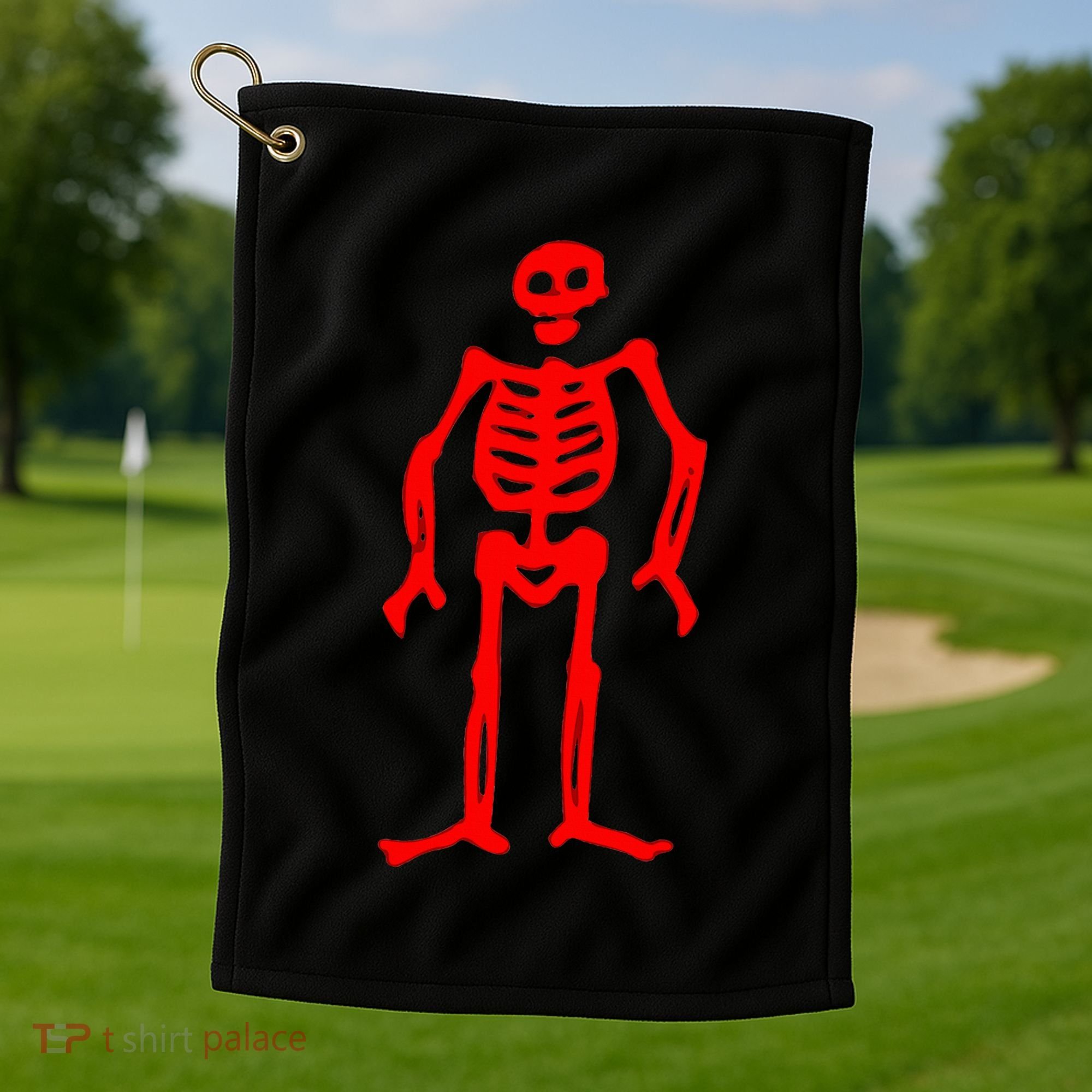 Jolly Roger Pirate Flag Edward Low Red Skeleton Golf Towel