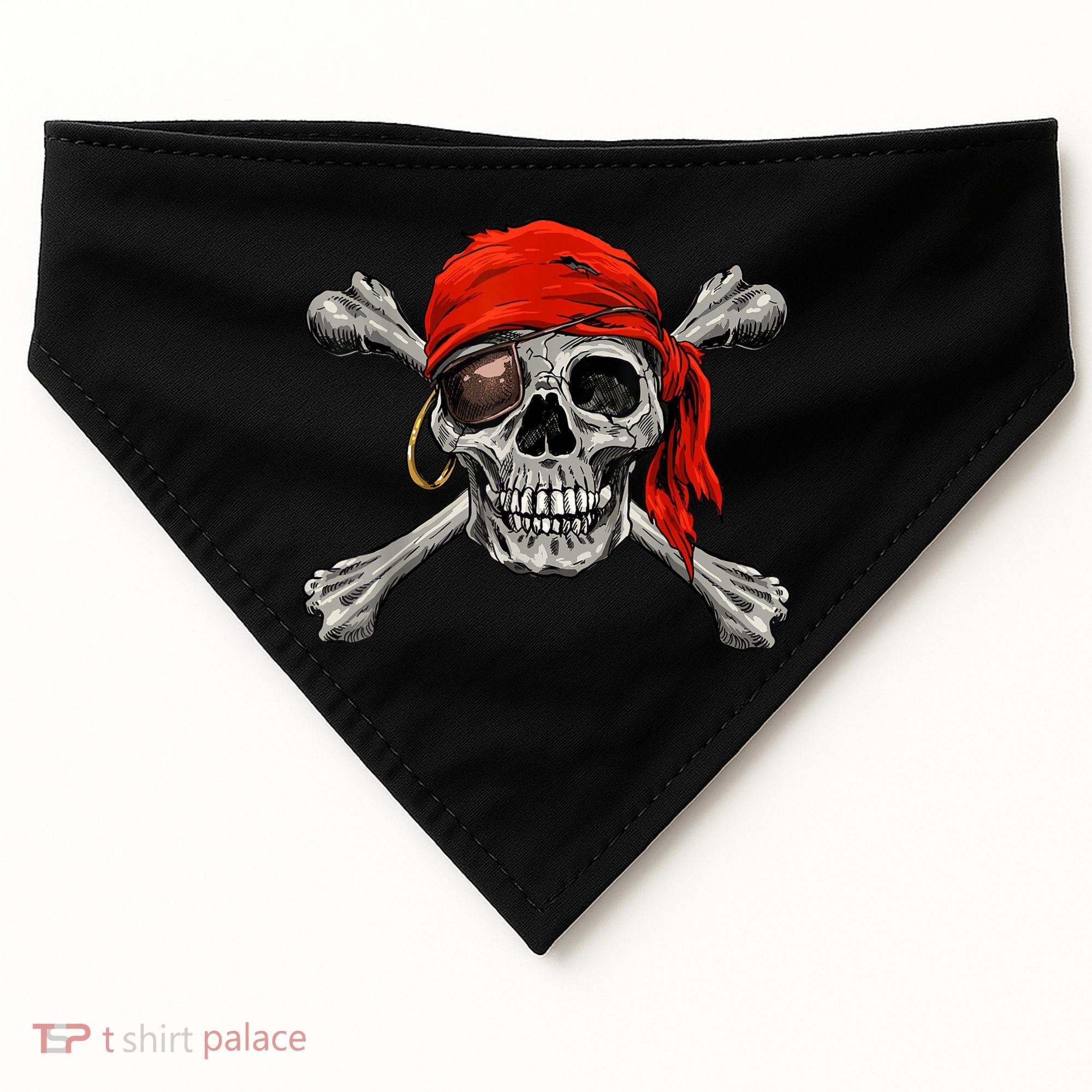 Jolly Roger Pirate Skull & Crossbones Halloween USA-Made Doggie Bandana