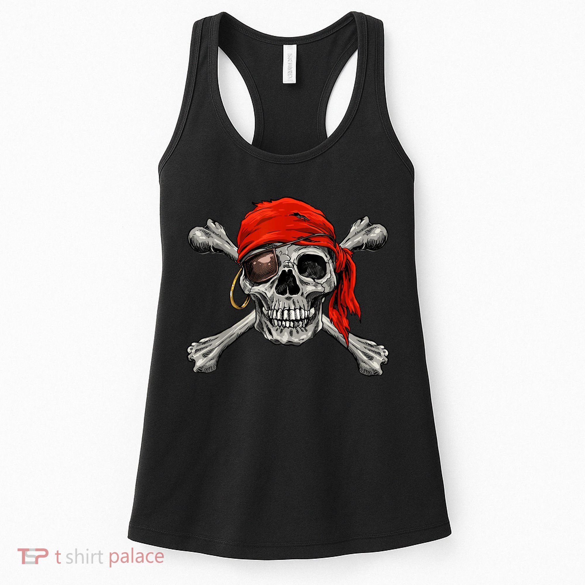 Jolly Roger Pirate Skull & Crossbones Halloween Women's Tank Top