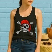 Jolly Roger Pirate Skull & Crossbones Halloween Women's Tank Top thumb 2