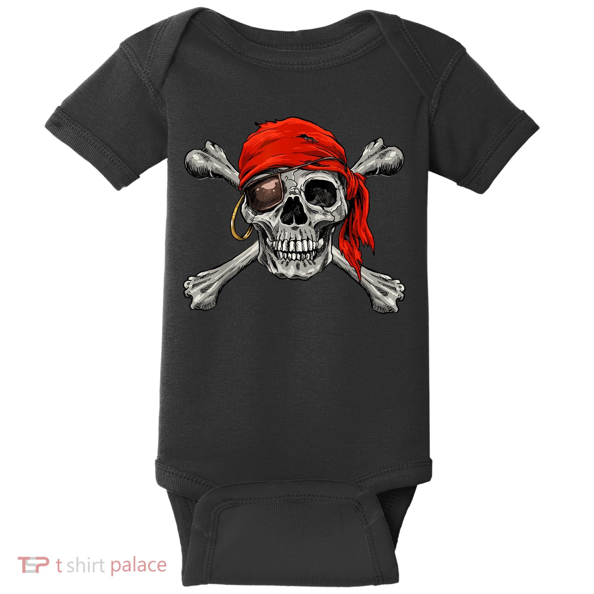 Jolly Roger Pirate Skull & Crossbones Halloween Baby Bodysuit
