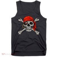 Jolly Roger Pirate Skull & Crossbones Halloween Tank Top thumb 0