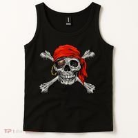 Jolly Roger Pirate Skull & Crossbones Halloween Tank Top thumb 2