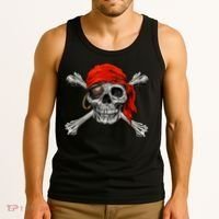 Jolly Roger Pirate Skull & Crossbones Halloween Tank Top thumb 3
