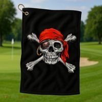 Jolly Roger Pirate Skull & Crossbones Halloween Golf Towel thumb 1