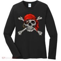 Jolly Roger Pirate Skull & Crossbones Halloween Women's Long Sleeve Shirt thumb 0