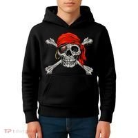 Jolly Roger Pirate Skull & Crossbones Halloween Kids Hoodie thumb 4