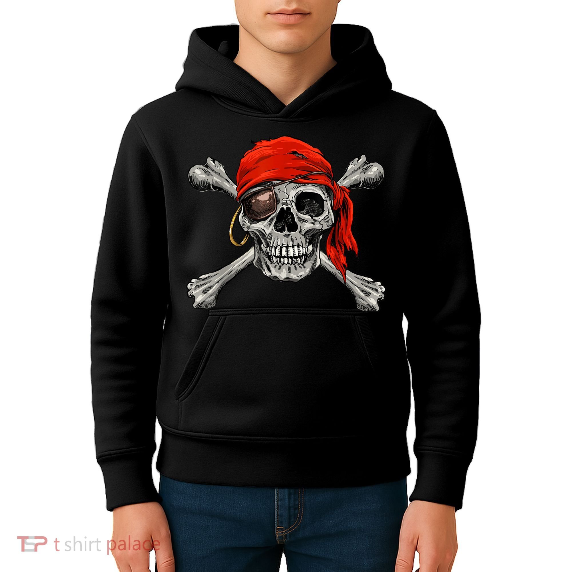 Jolly Roger Pirate Skull & Crossbones Halloween Kids Hoodie