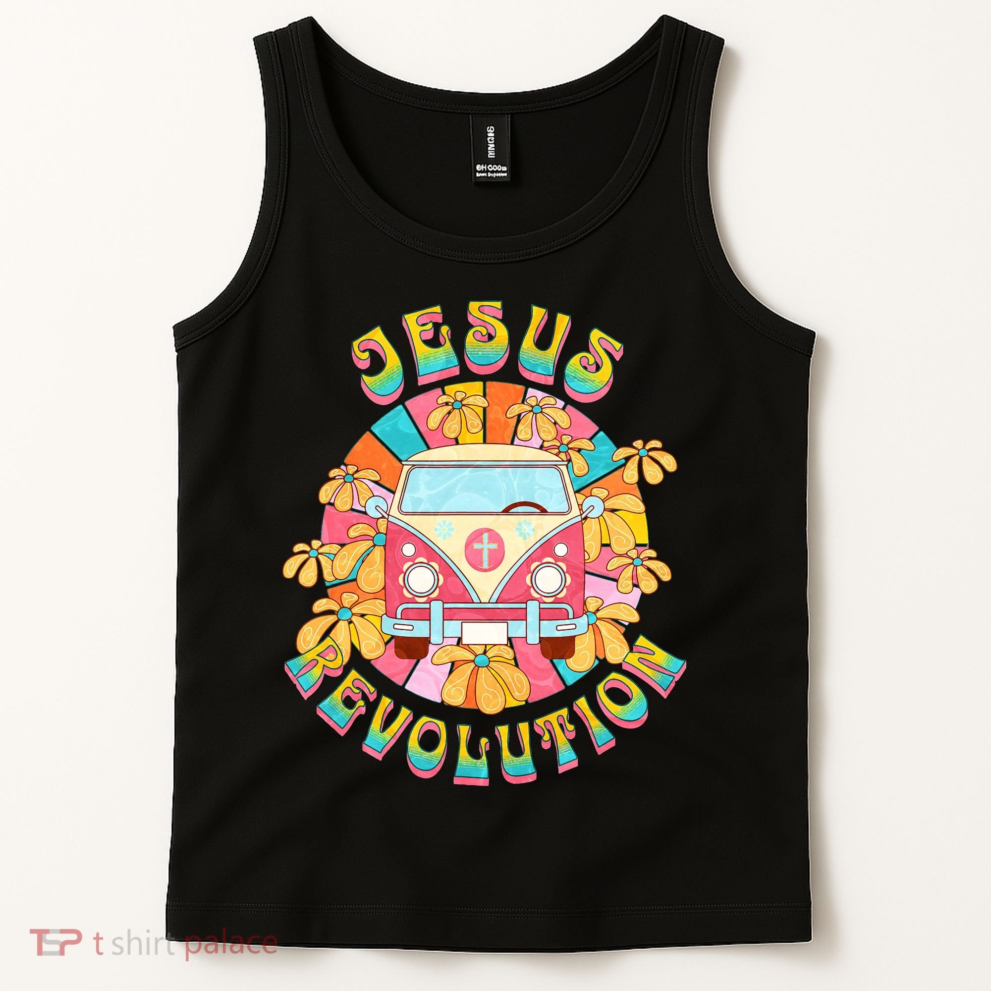 Jesus - Revolution People Retro Van Bus Christian Faith Tank Top
