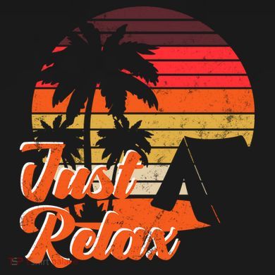 Just Relax Retro Sunset Vacation Flexfit Unipanel Trucker Cap