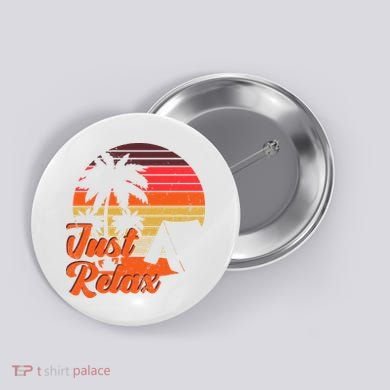 Just Relax Retro Sunset Vacation Button
