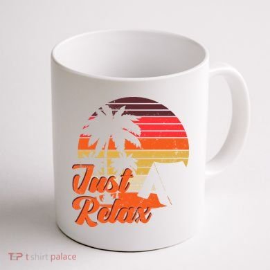 Just Relax Retro Sunset Vacation Coffee Mug back