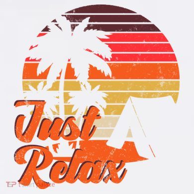 Just Relax Retro Sunset Vacation Flat Bill Trucker Hat