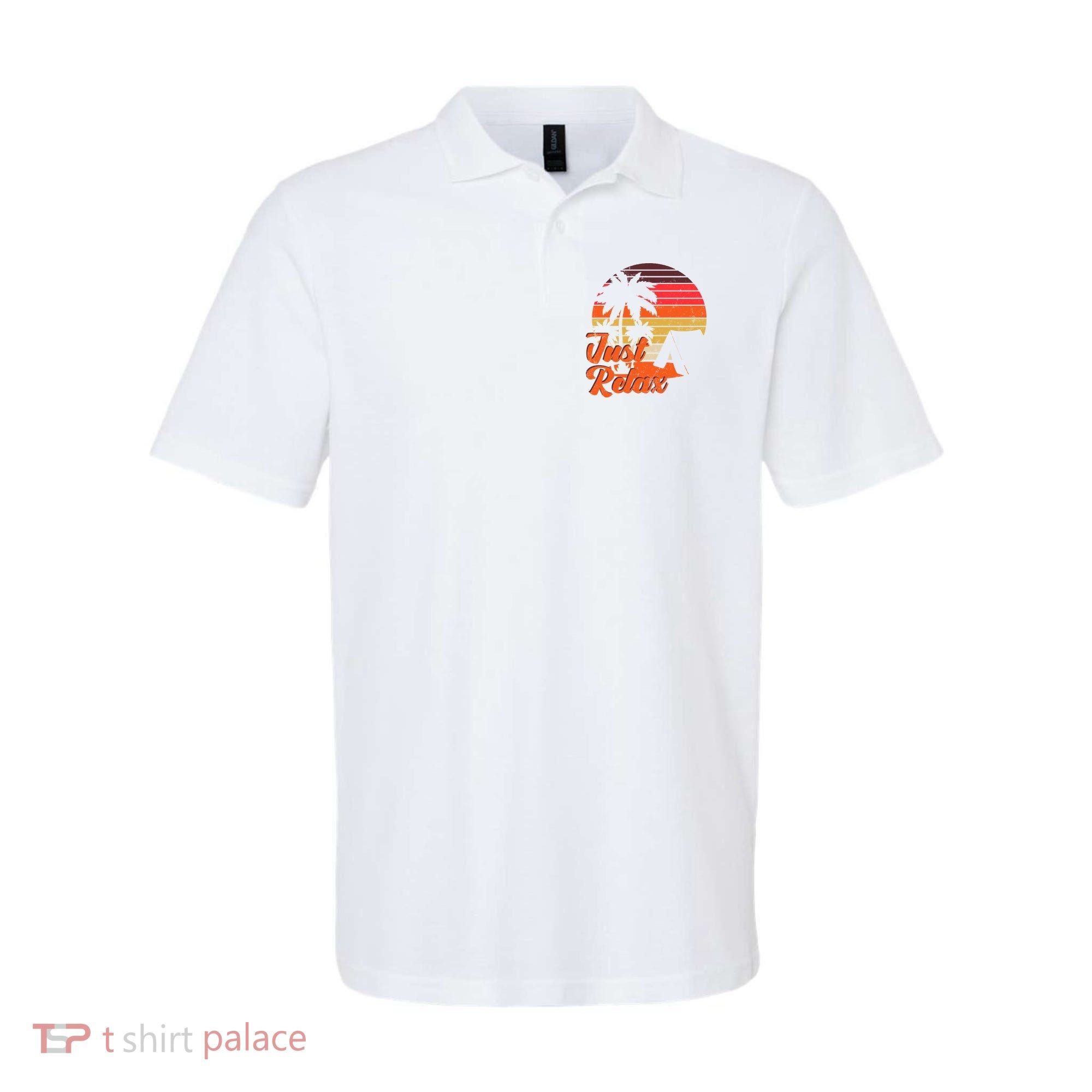 Just Relax Retro Sunset Vacation Polo