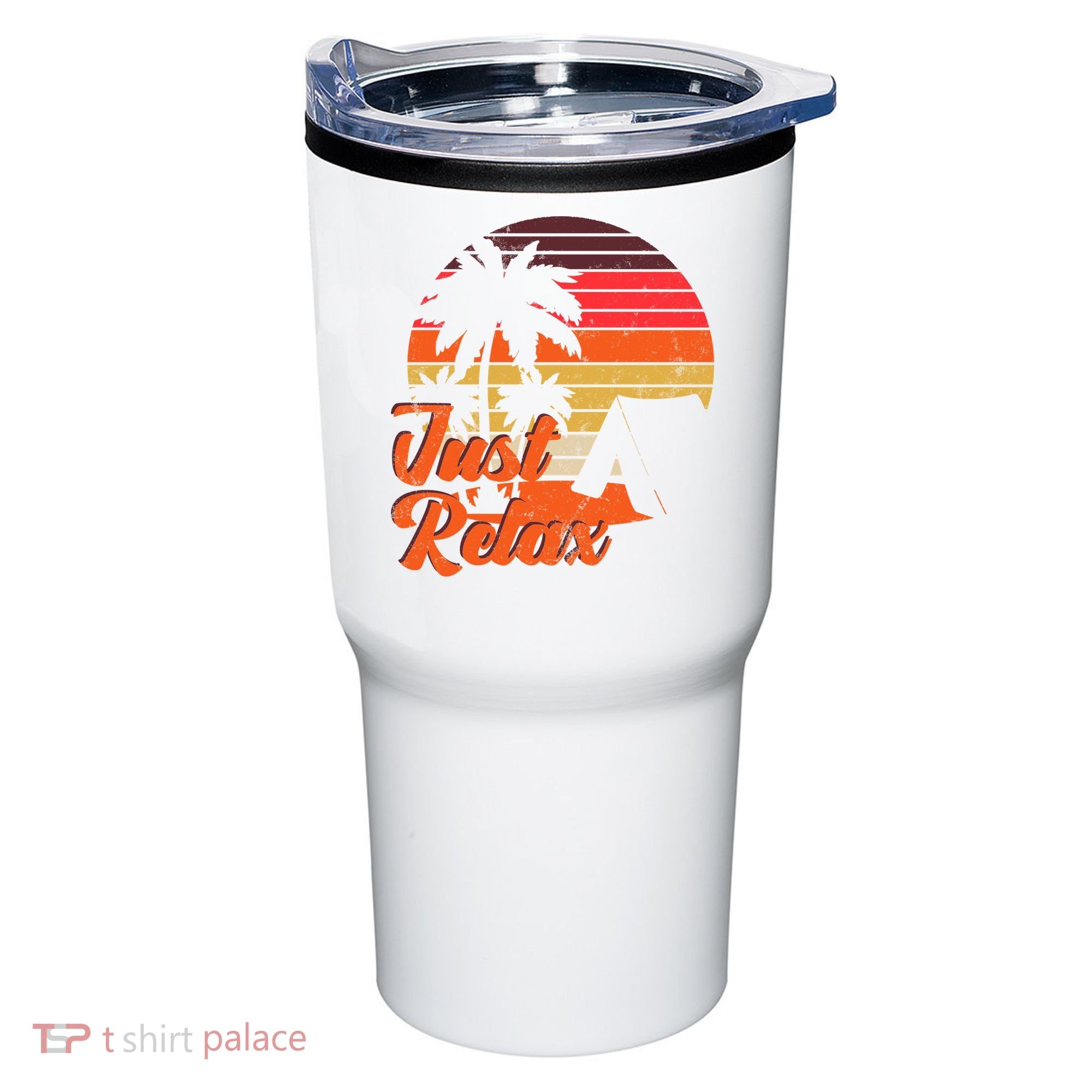 Just Relax Retro Sunset Vacation Tumbler