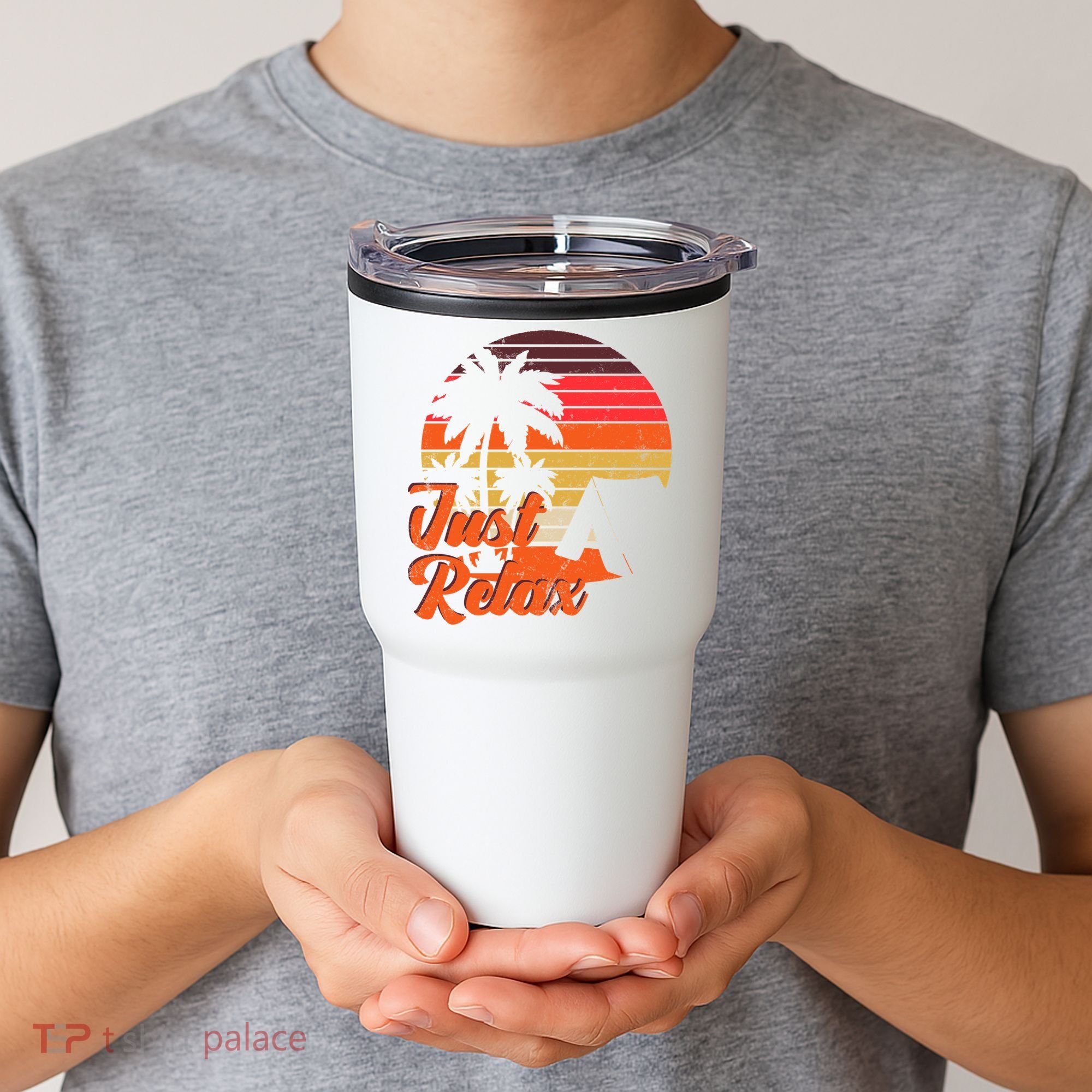 Just Relax Retro Sunset Vacation Tumbler