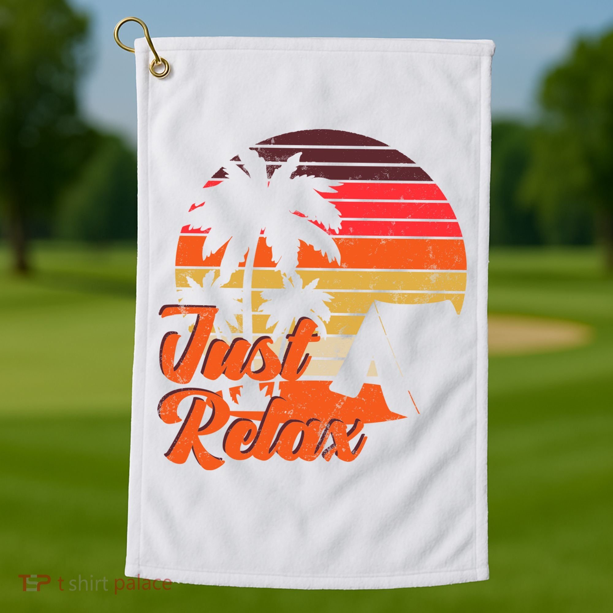 Just Relax Retro Sunset Vacation Golf Towel