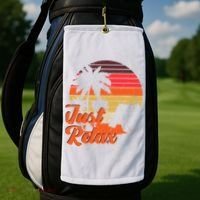 Just Relax Retro Sunset Vacation Golf Towel thumb 2