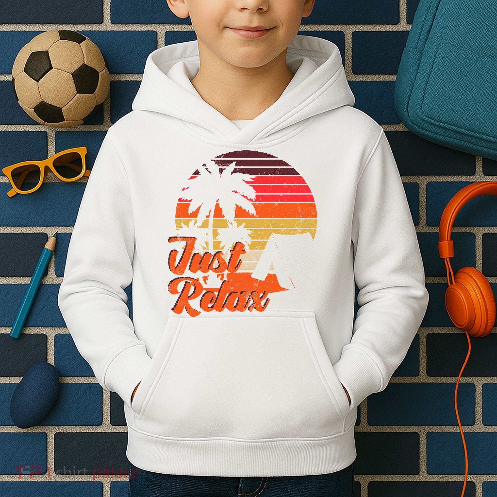 Just Relax Retro Sunset Vacation Kids Hoodie