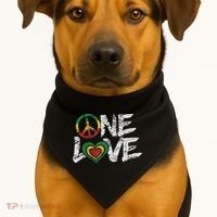 Jamaica Reggae Rasta One Love Gift Tee USA-Made Doggie Bandana thumb 1